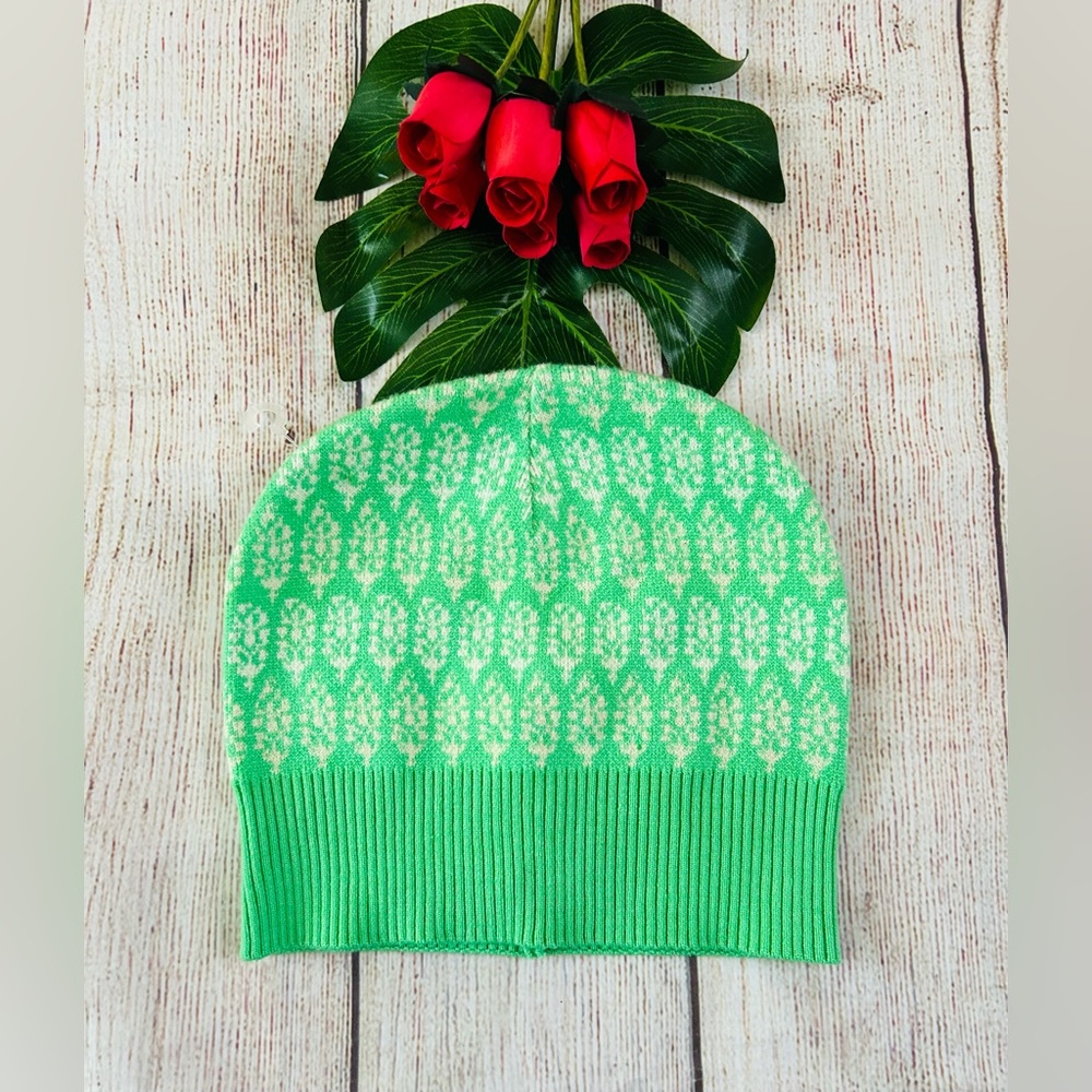 Free People Women’s Limitless Green Logo Knit Beanie Hat NWT